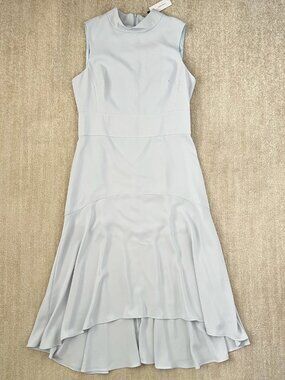 NWT Karen Millen Soft Tailored High Low Sleeveless Blue Midi Dress 10